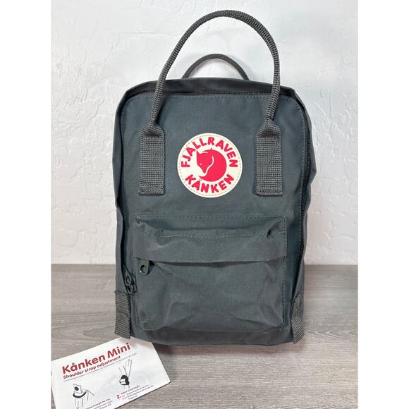Fjallraven Backpack Kanken Mini Graphite Gray Daypack Travel Hike Distressed - Picture 1 of 6